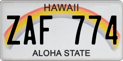 HI license plate ZAF774