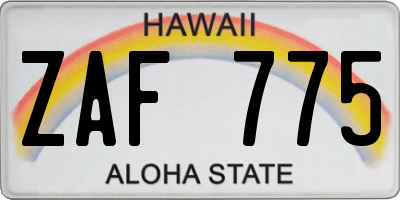 HI license plate ZAF775