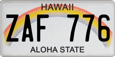 HI license plate ZAF776