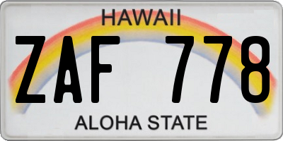HI license plate ZAF778