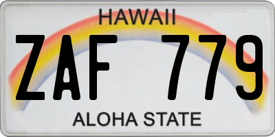 HI license plate ZAF779