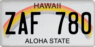 HI license plate ZAF780
