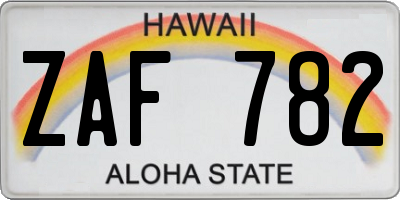 HI license plate ZAF782