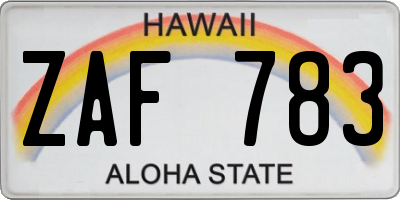 HI license plate ZAF783