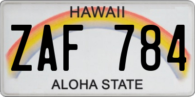 HI license plate ZAF784