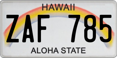 HI license plate ZAF785