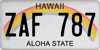 HI license plate ZAF787