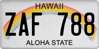 HI license plate ZAF788