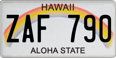 HI license plate ZAF790