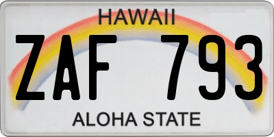 HI license plate ZAF793