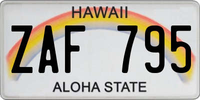 HI license plate ZAF795