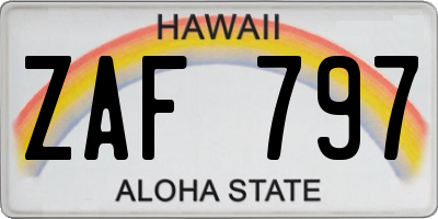 HI license plate ZAF797