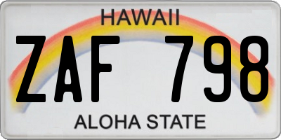 HI license plate ZAF798