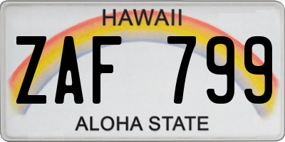 HI license plate ZAF799
