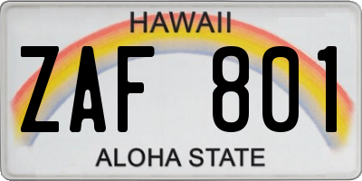 HI license plate ZAF801