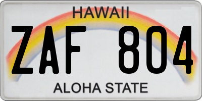 HI license plate ZAF804