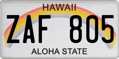 HI license plate ZAF805