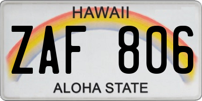 HI license plate ZAF806