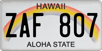 HI license plate ZAF807