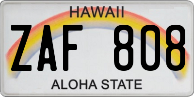HI license plate ZAF808