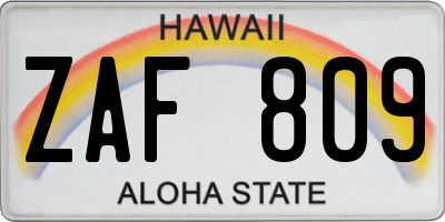 HI license plate ZAF809