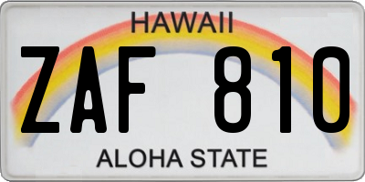 HI license plate ZAF810