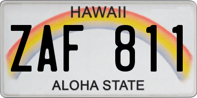 HI license plate ZAF811