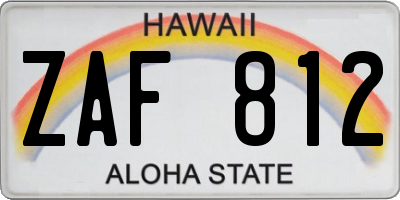 HI license plate ZAF812