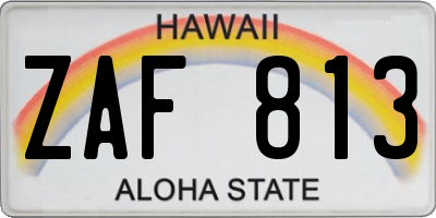 HI license plate ZAF813