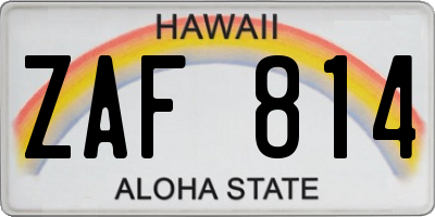 HI license plate ZAF814