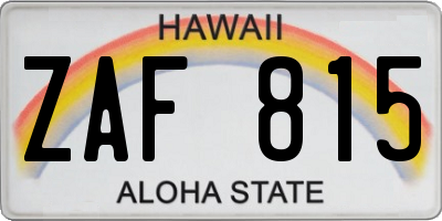 HI license plate ZAF815