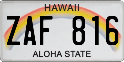 HI license plate ZAF816