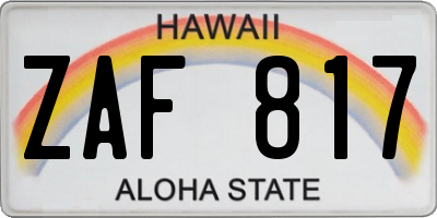 HI license plate ZAF817