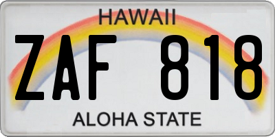 HI license plate ZAF818