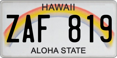 HI license plate ZAF819