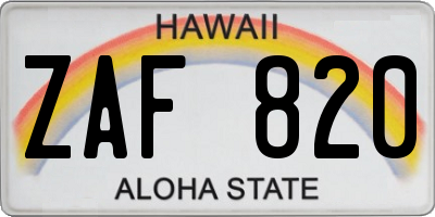 HI license plate ZAF820