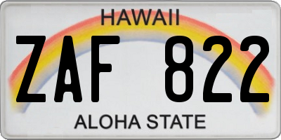 HI license plate ZAF822