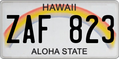 HI license plate ZAF823