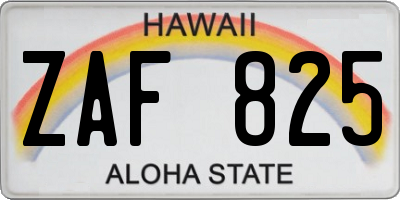 HI license plate ZAF825