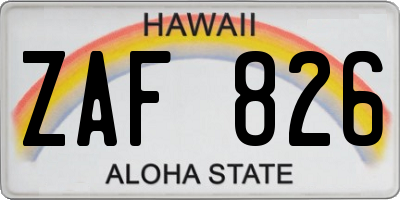 HI license plate ZAF826