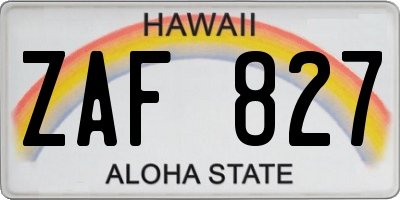 HI license plate ZAF827