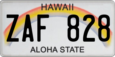 HI license plate ZAF828