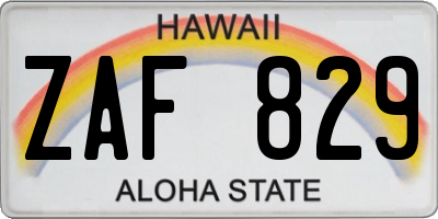 HI license plate ZAF829