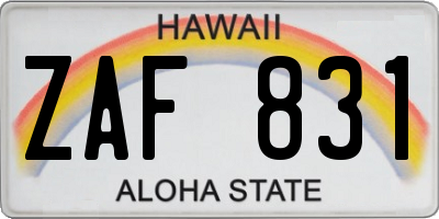 HI license plate ZAF831