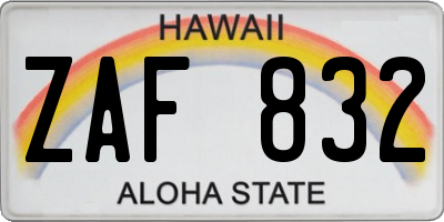 HI license plate ZAF832