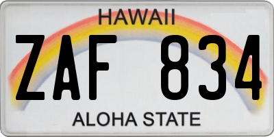 HI license plate ZAF834