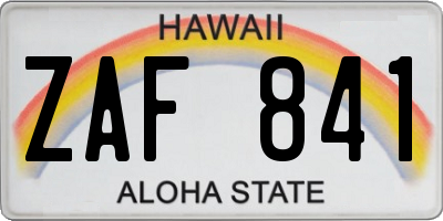 HI license plate ZAF841