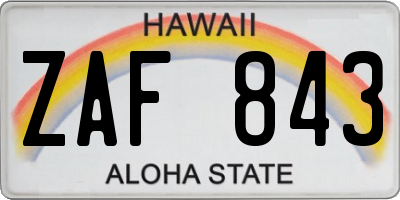 HI license plate ZAF843