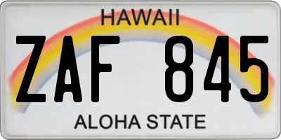 HI license plate ZAF845