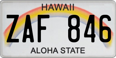 HI license plate ZAF846